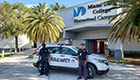 Public Safety officer stands guard